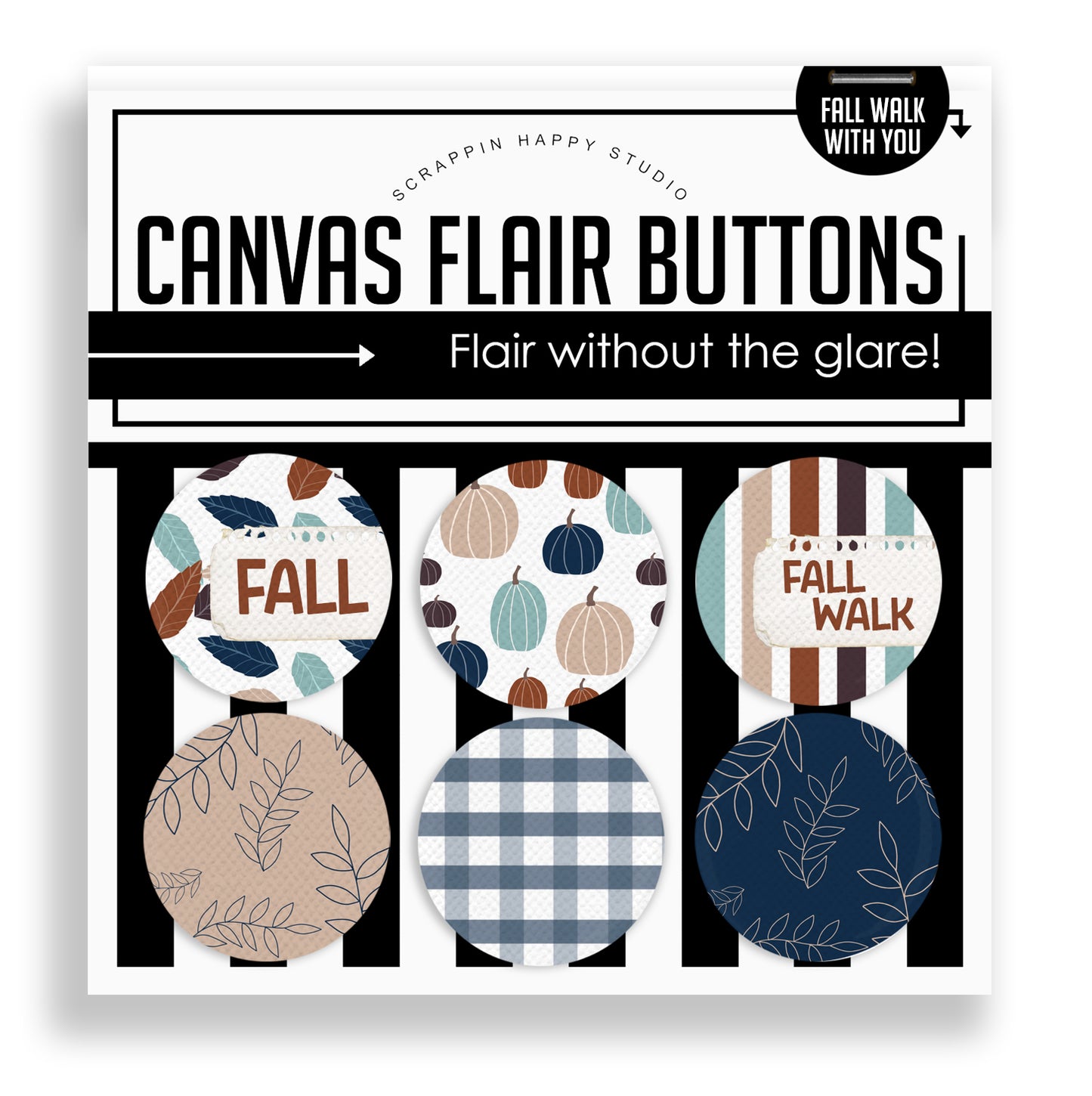 Fall Walk With You Flair Buttons