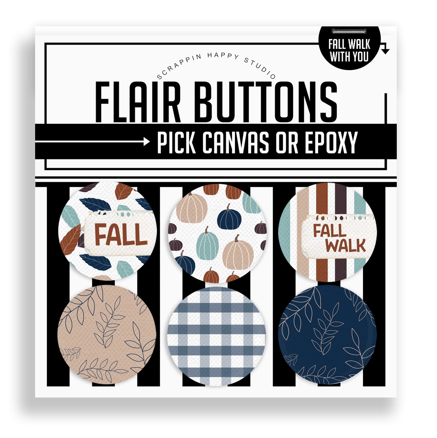 Fall Walk With You Flair Buttons