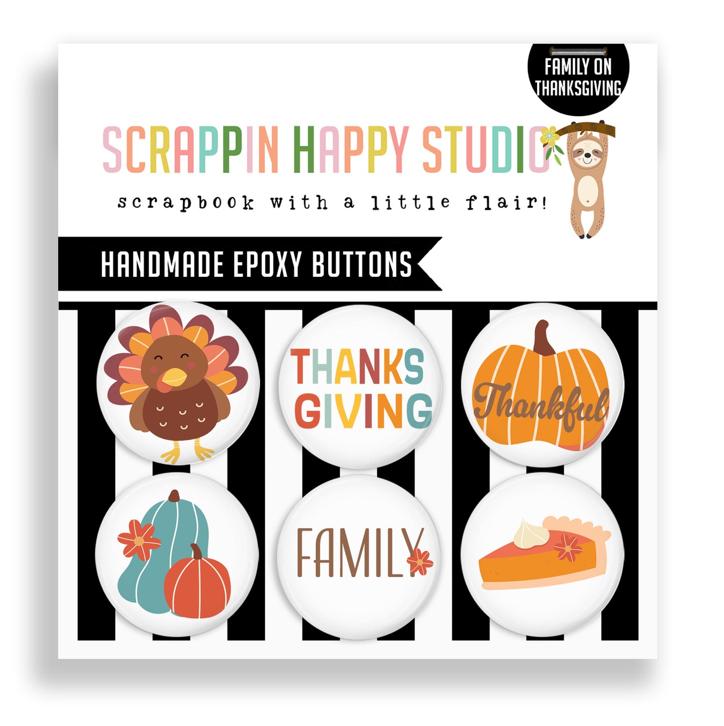 Family On Thanksgiving Flair Buttons