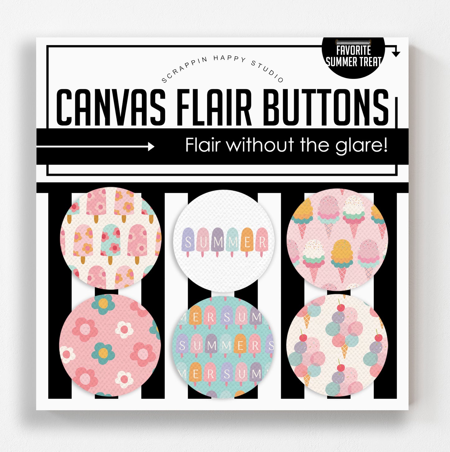 Favorite Summer Treat Canvas Flair Buttons