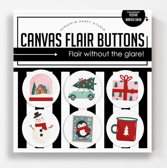 Festive Winter Cheer Canvas Flair Buttons