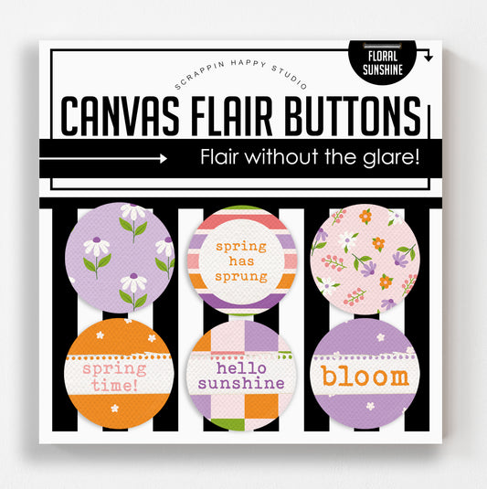Floral Sunshine Canvas Flair Buttons