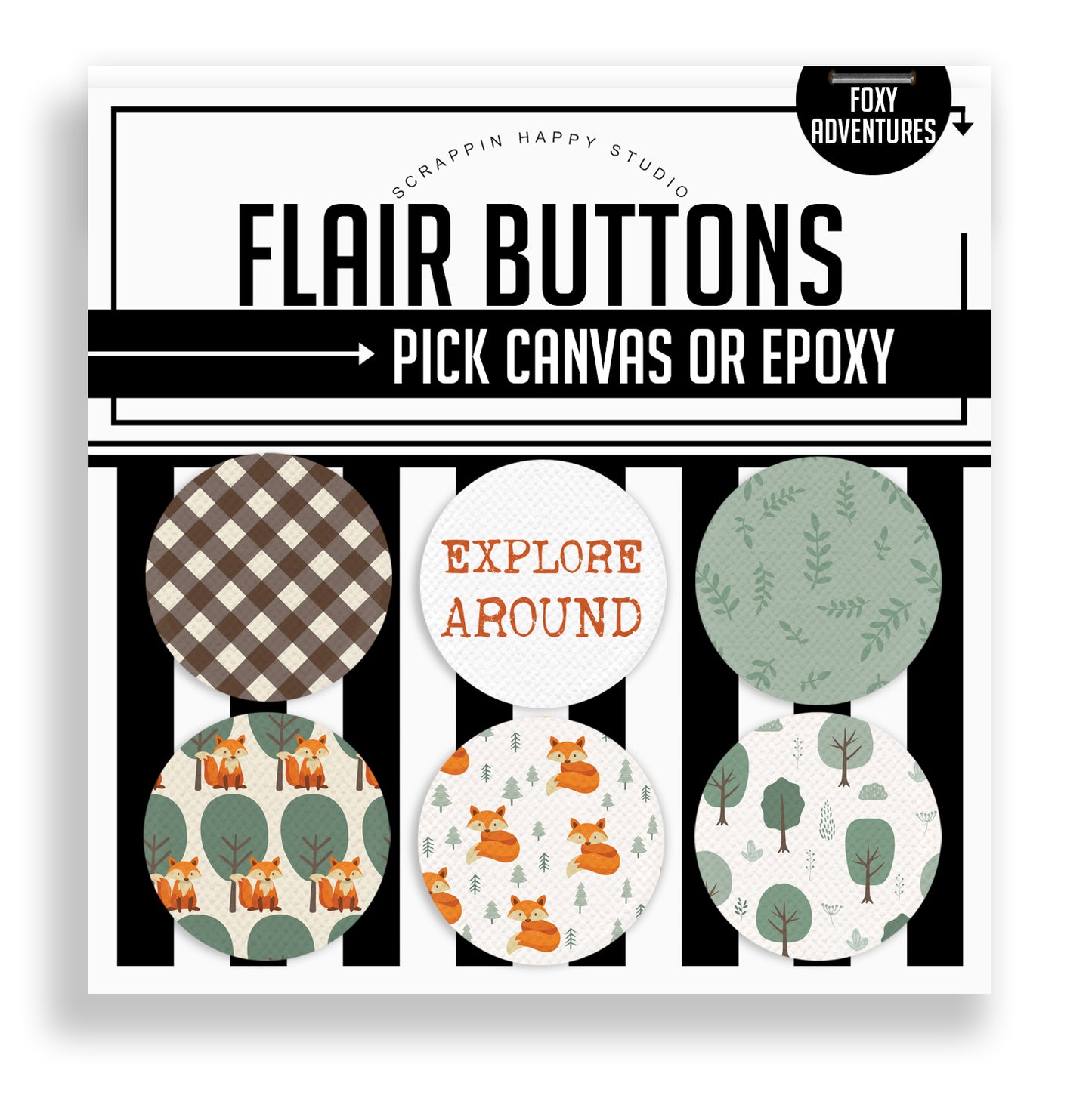 Foxy Adventures Flair Buttons