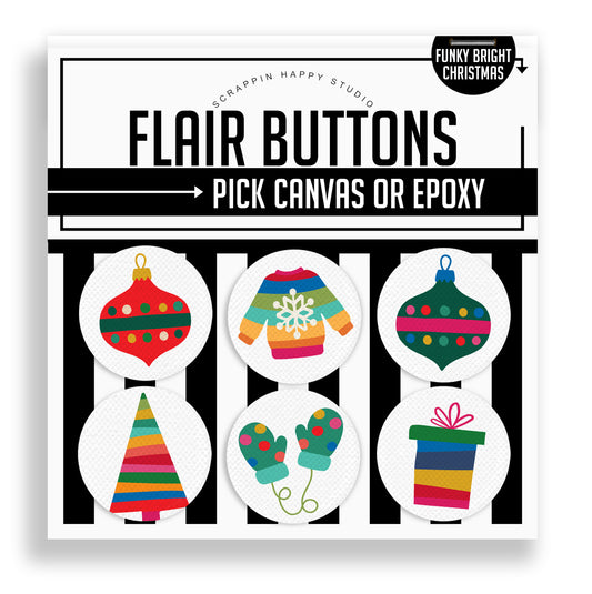 Funky Bright Christmas Flair Buttons