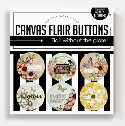 Garden Blooming Canvas Flair Buttons