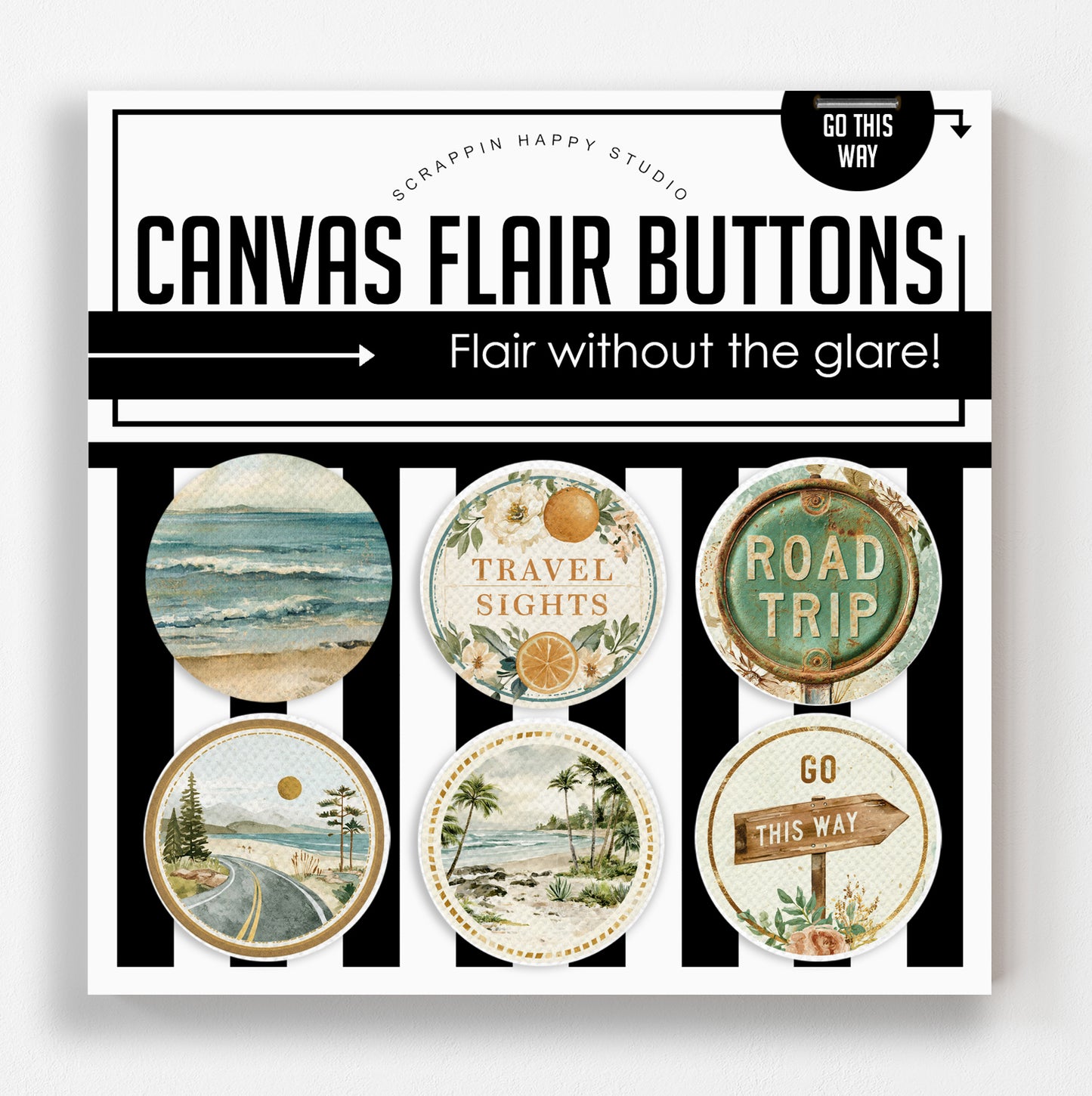 Go This Way Canvas Flair Buttons