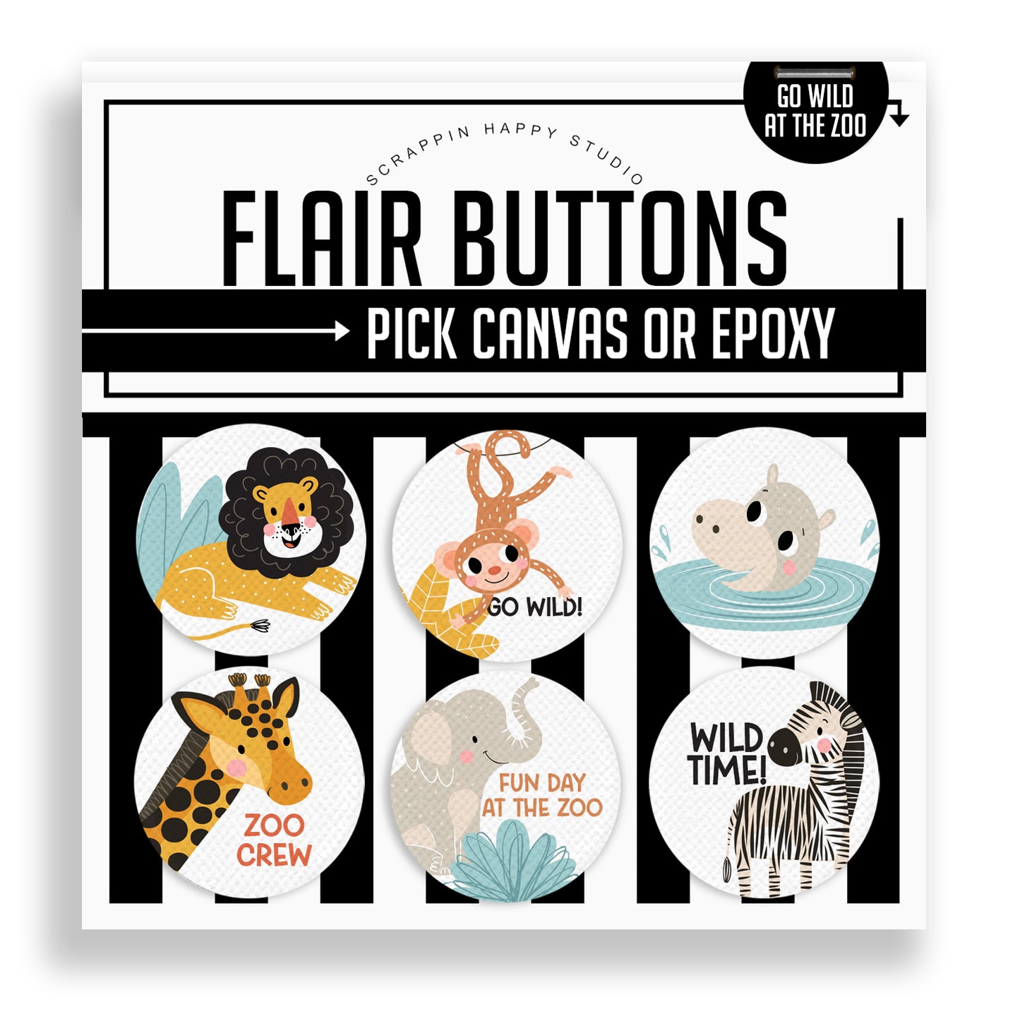 Go Wild At The Zoo Flair Buttons