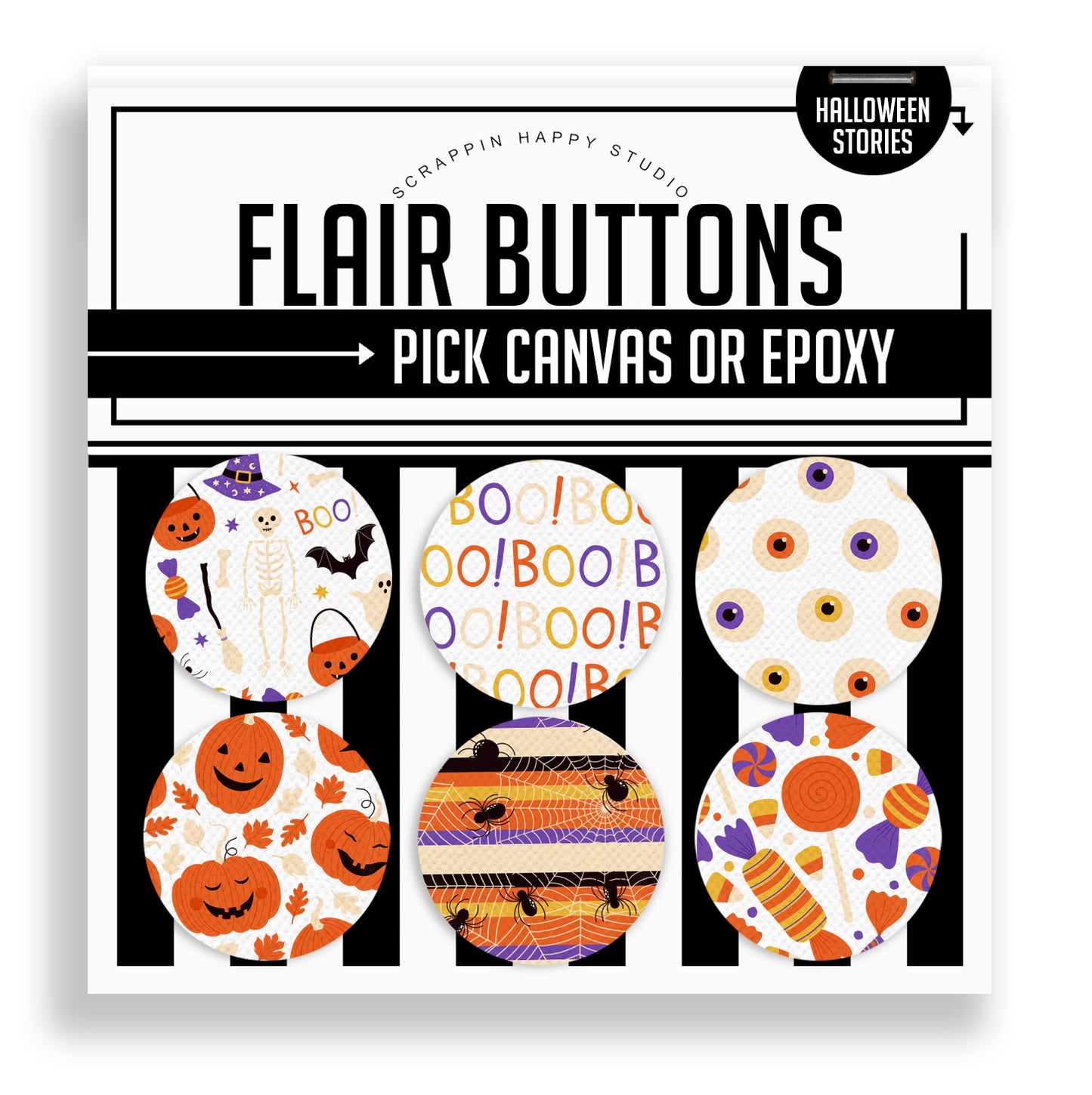 Halloween Stories Flair Buttons