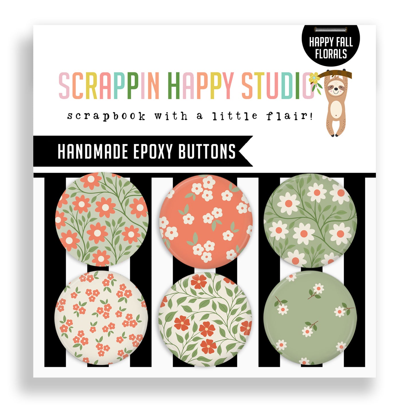 Happy Fall Florals Flair Buttons