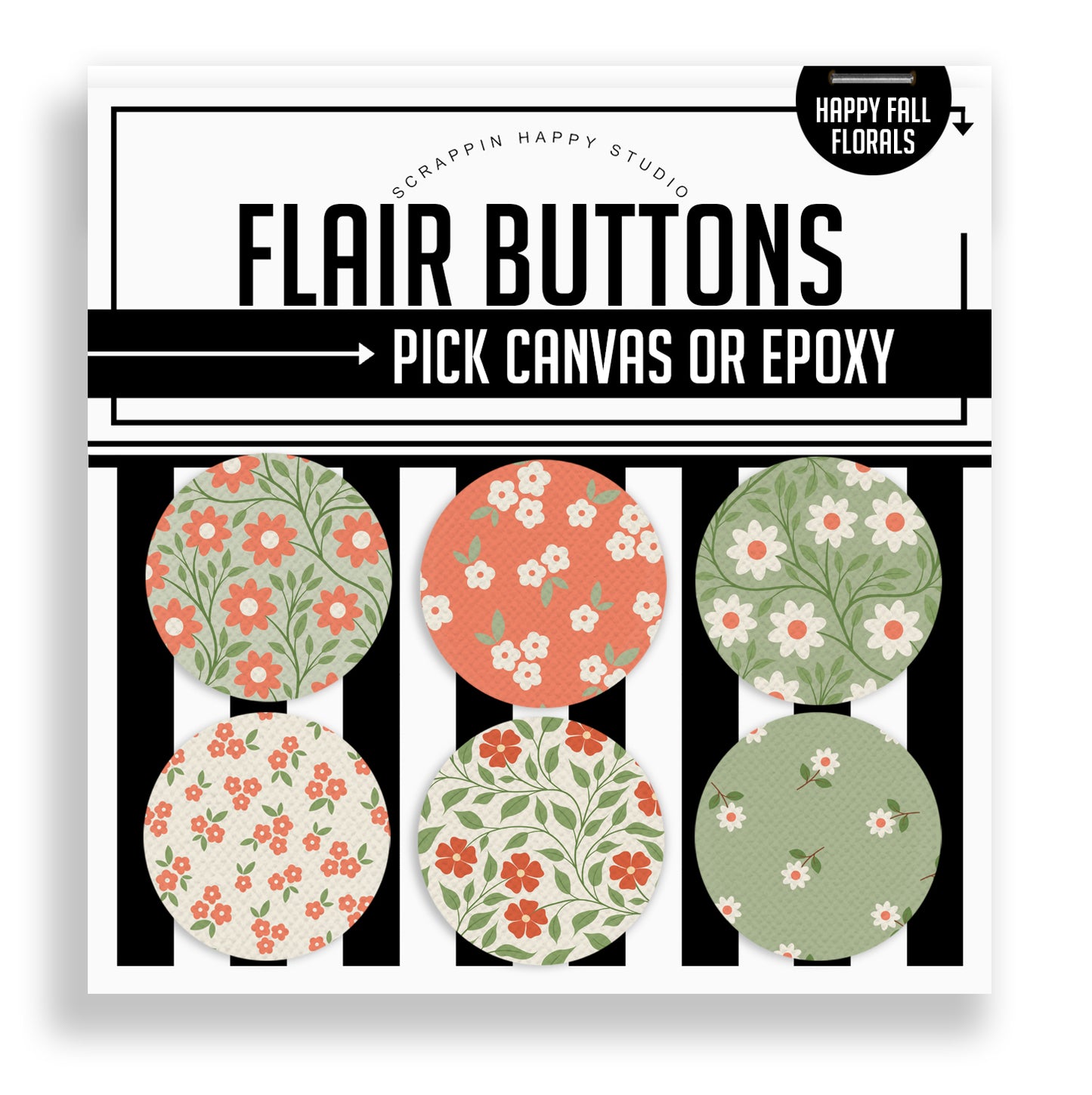 Happy Fall Florals Flair Buttons