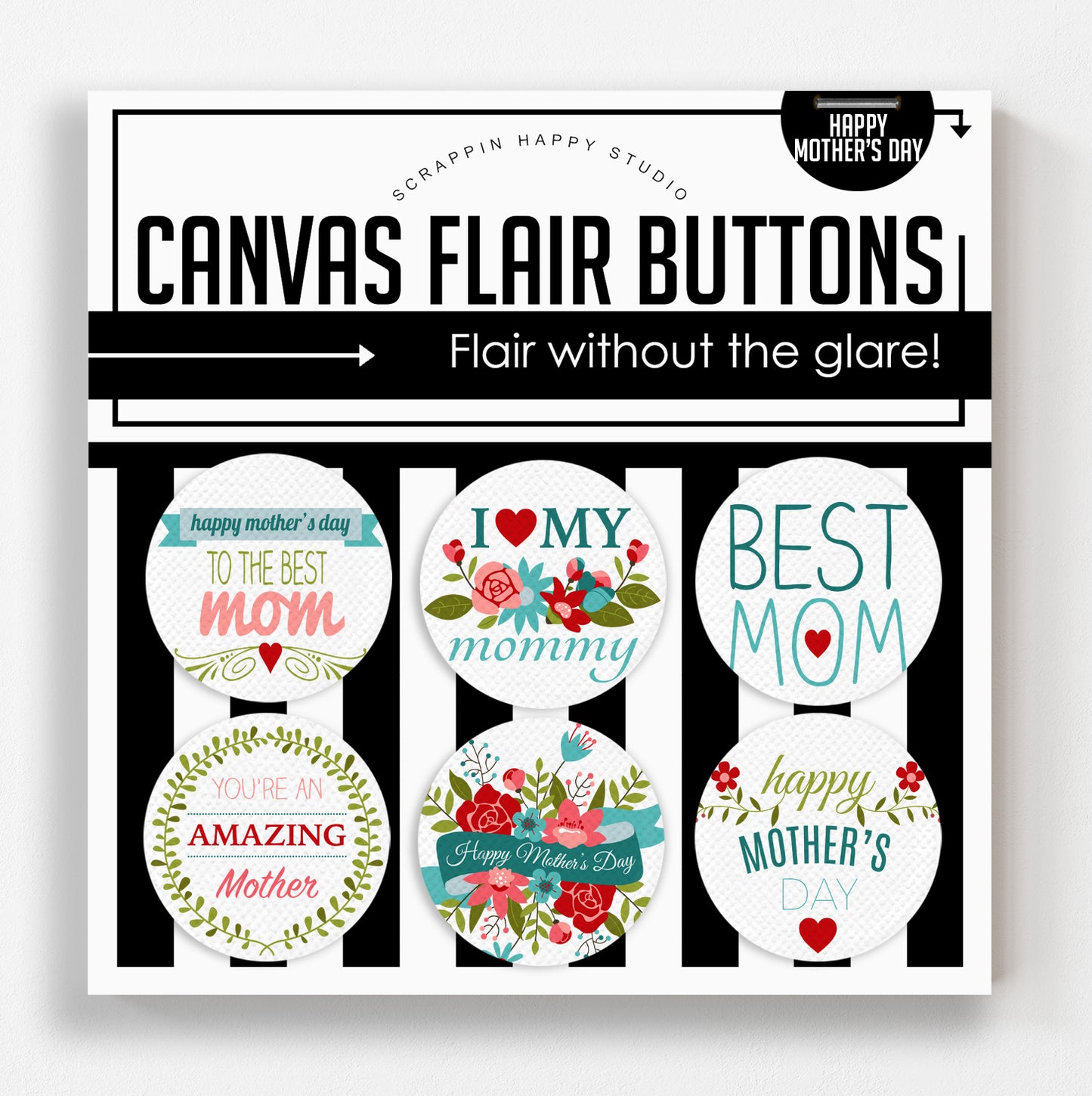Happy Mother's Day Canvas Flair Buttons