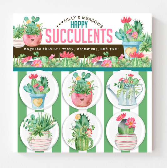 Happy Succulents Magnets