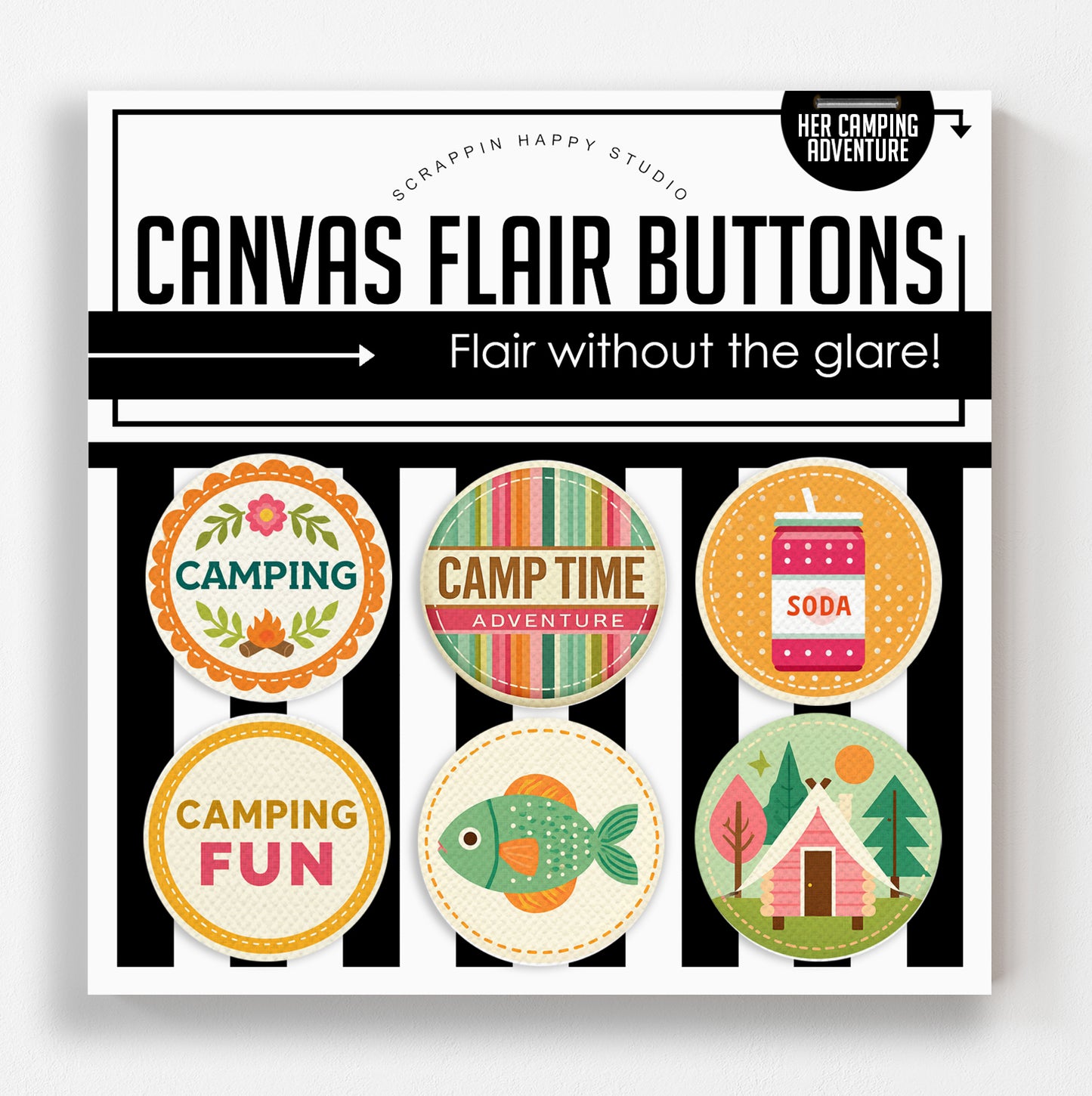 Her Camping Adventures Canvas Flair Buttons