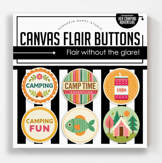 Her Camping Adventures Canvas Flair Buttons