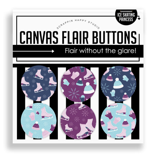 Ice Skating Princess Canvas Flair Buttons