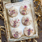 Vintage Floral Bee Canvas Flair Buttons