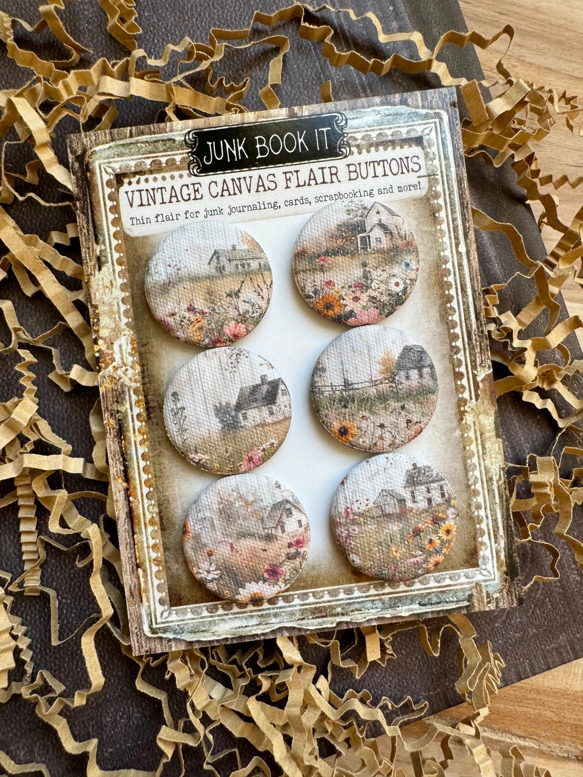 Vintage Country Farm Canvas Flair Buttons