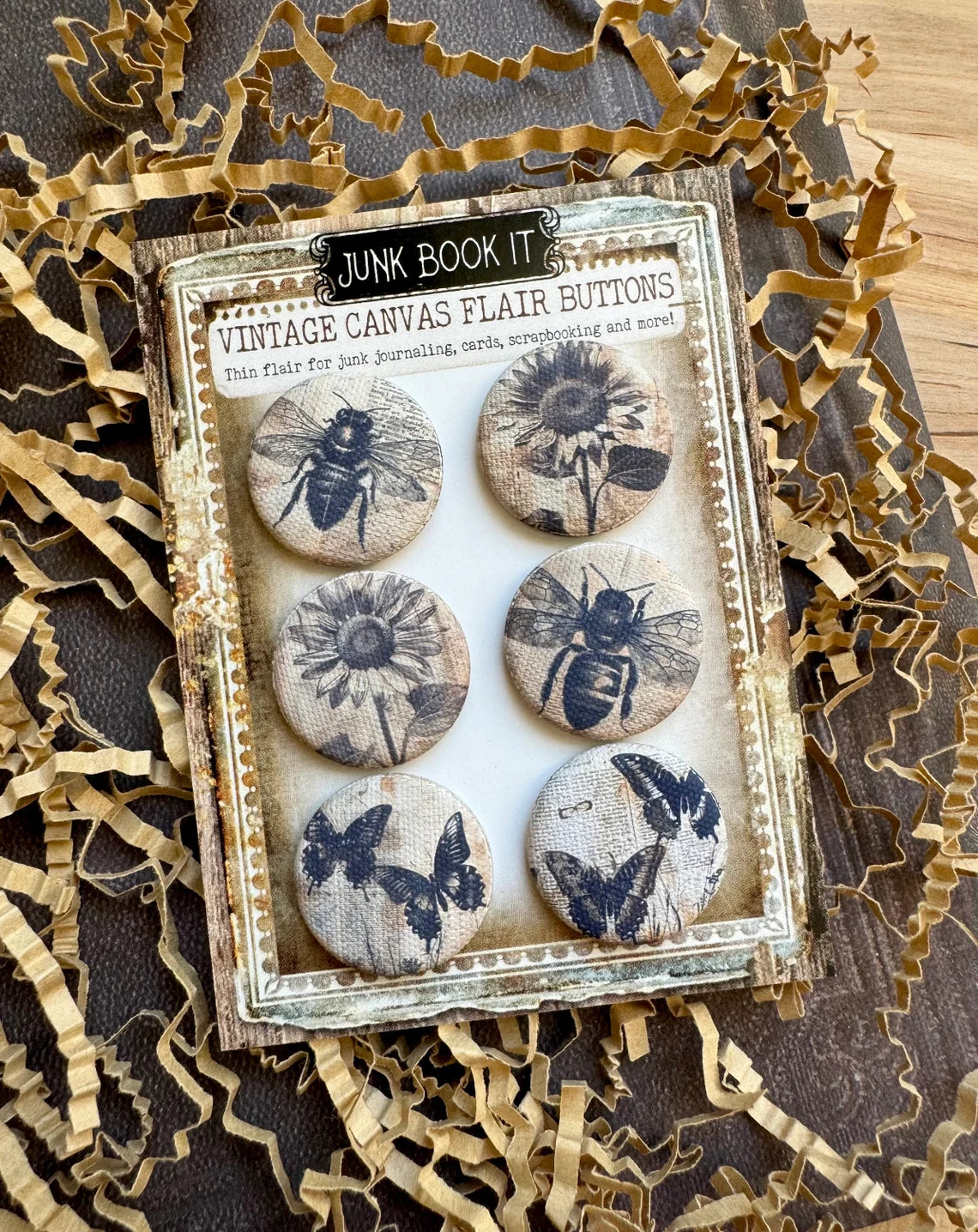 Vintage Buzzing Summer Canvas Flair Buttons