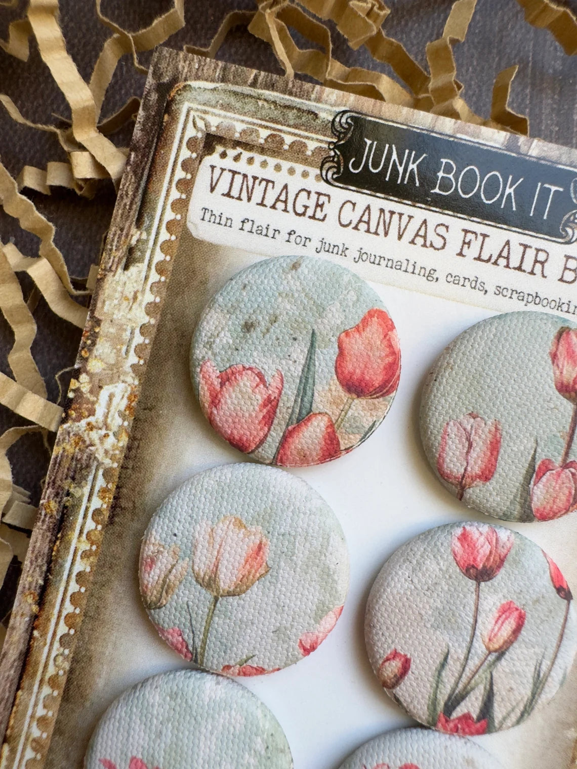 Vintage Spring Tulips Canvas Flair Buttons