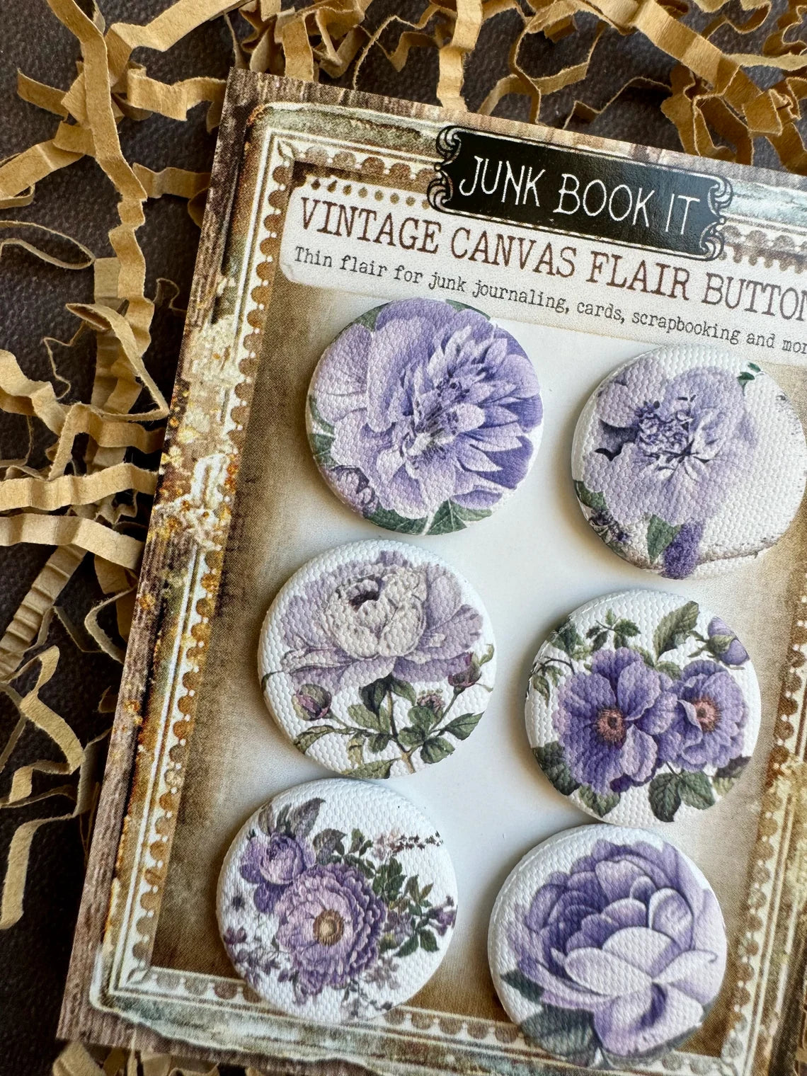 Vintage Purple Rose Canvas Flair Buttons