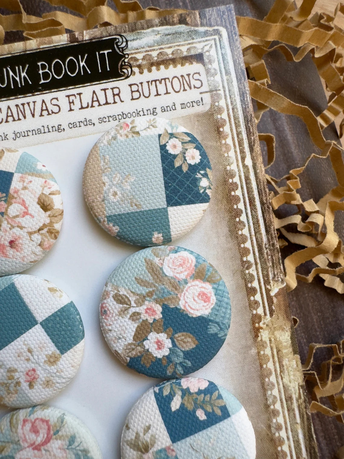 Vintage Patchwork Quilt Canvas Flair Buttons