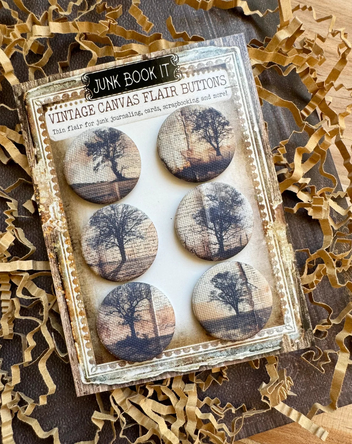 Vintage Farm Tree Canvas Flair Buttons