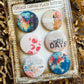 vintage Bright Floral Butterfly Canvas Flair Buttons