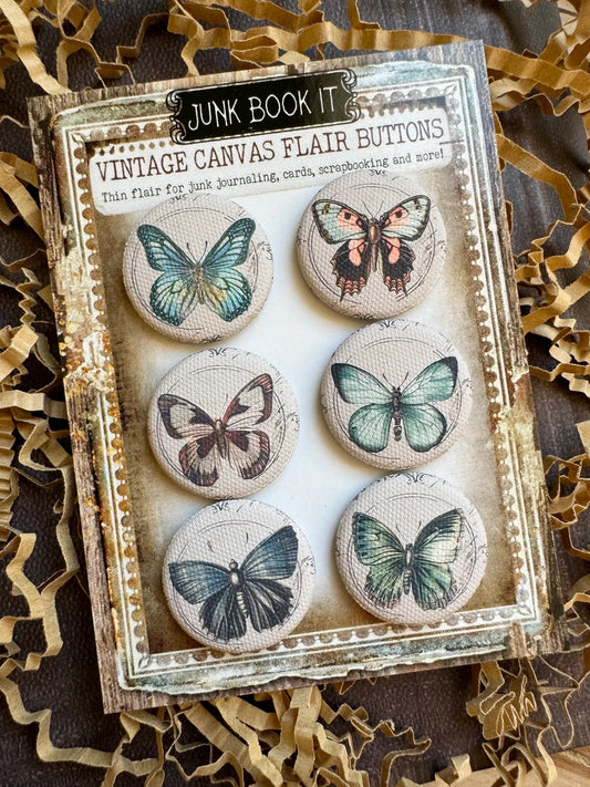 Vintage Butterfly Canvas Flair Buttons