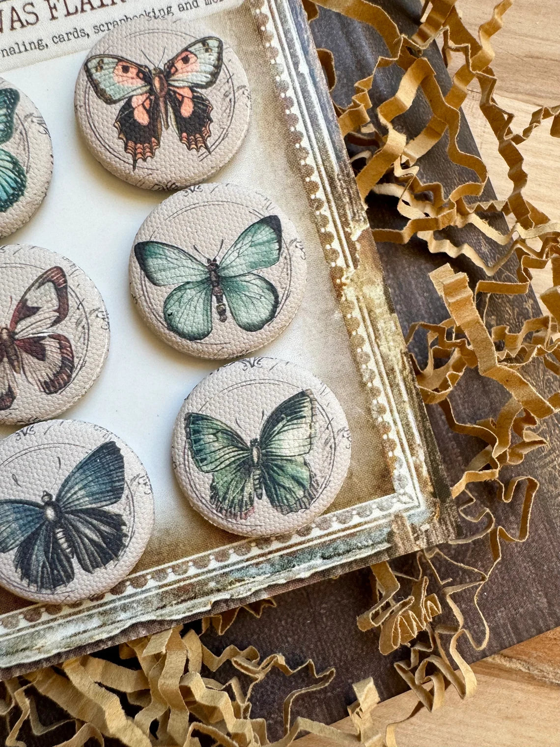 Vintage Butterfly Canvas Flair Buttons