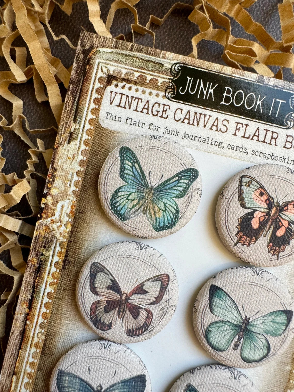 Vintage Butterfly Canvas Flair Buttons