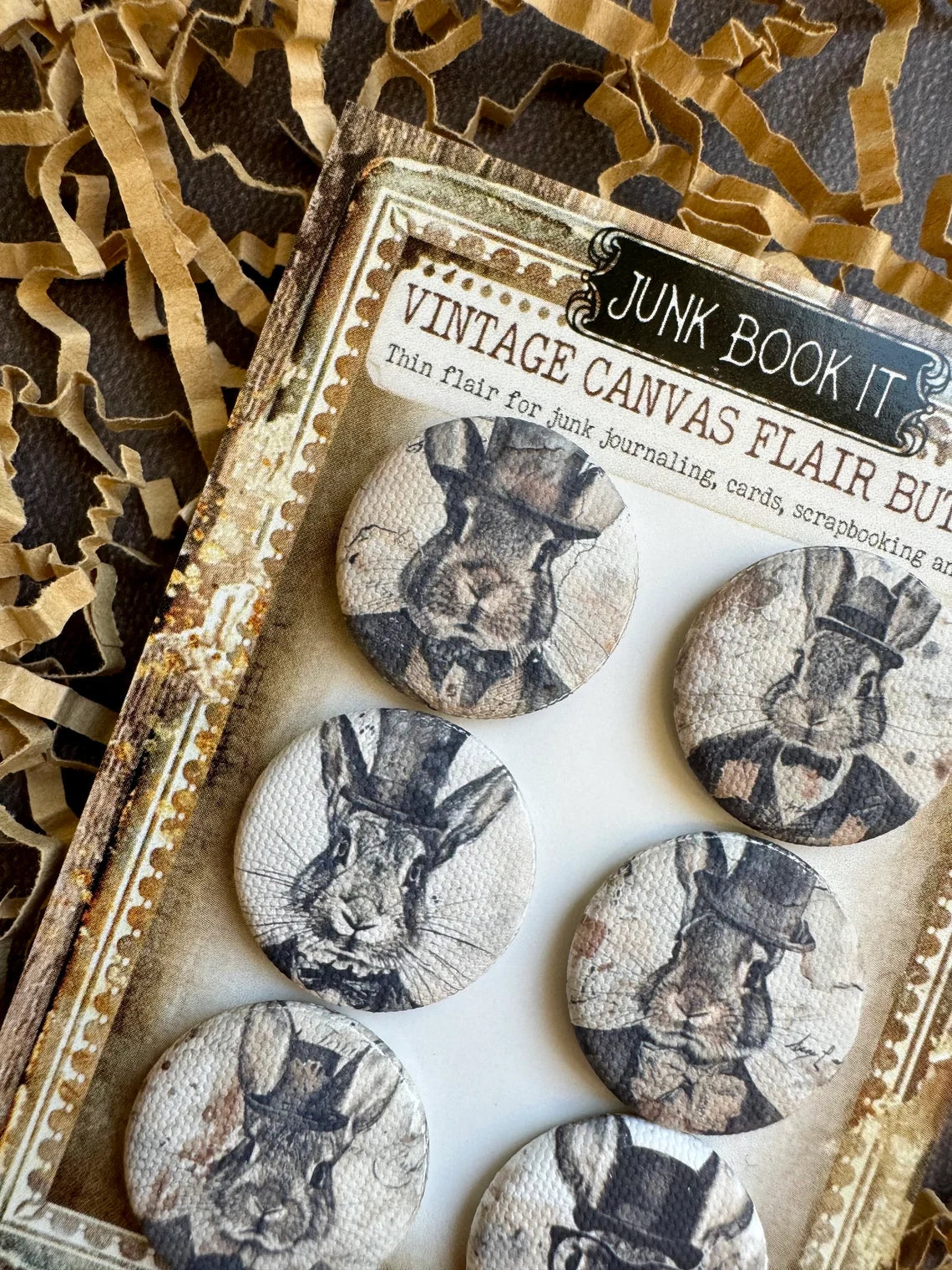 Vintage Dapper Rabbit Canvas Flair Buttons