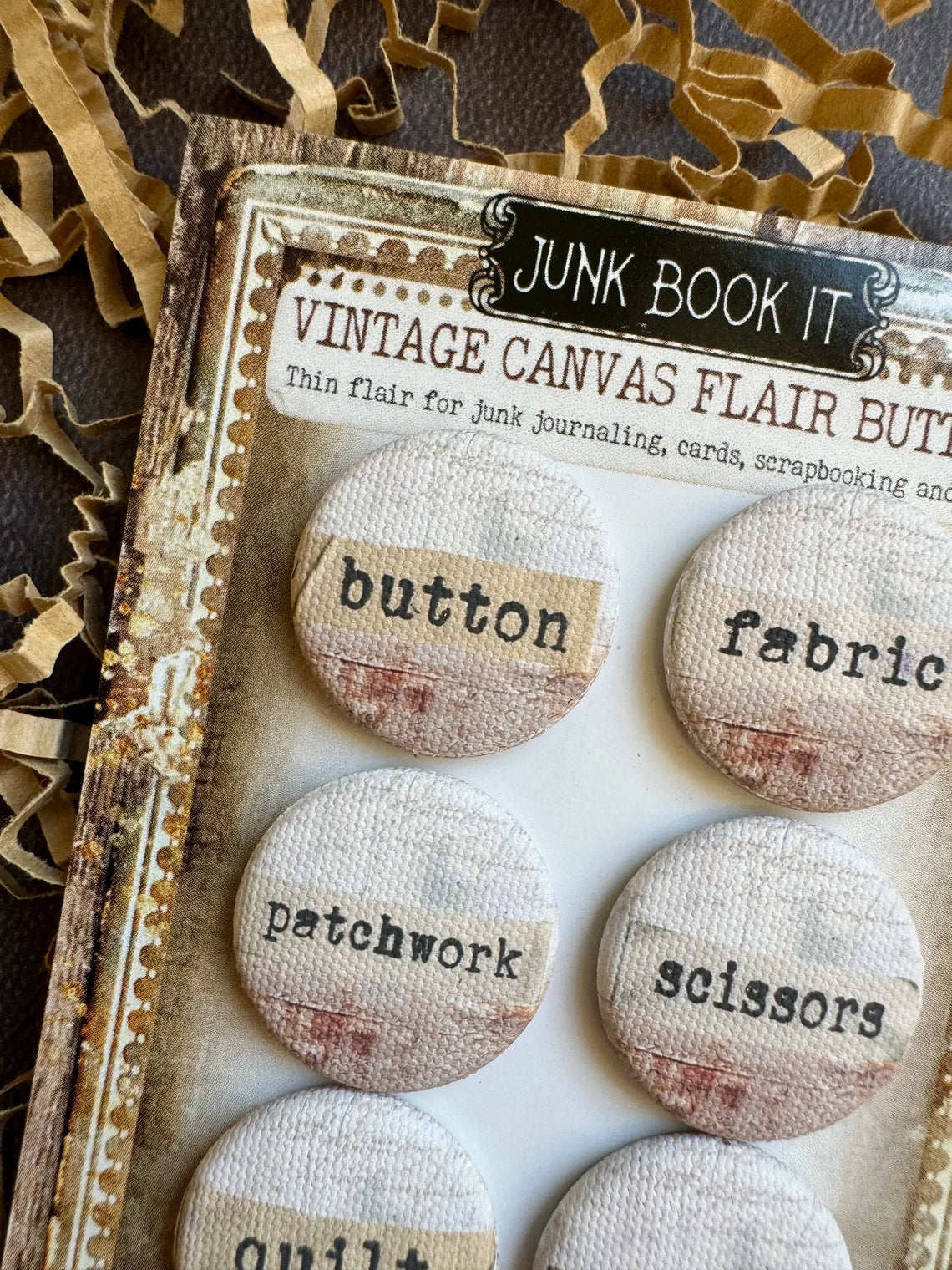 Vintage Sewing Canvas Flair Buttons