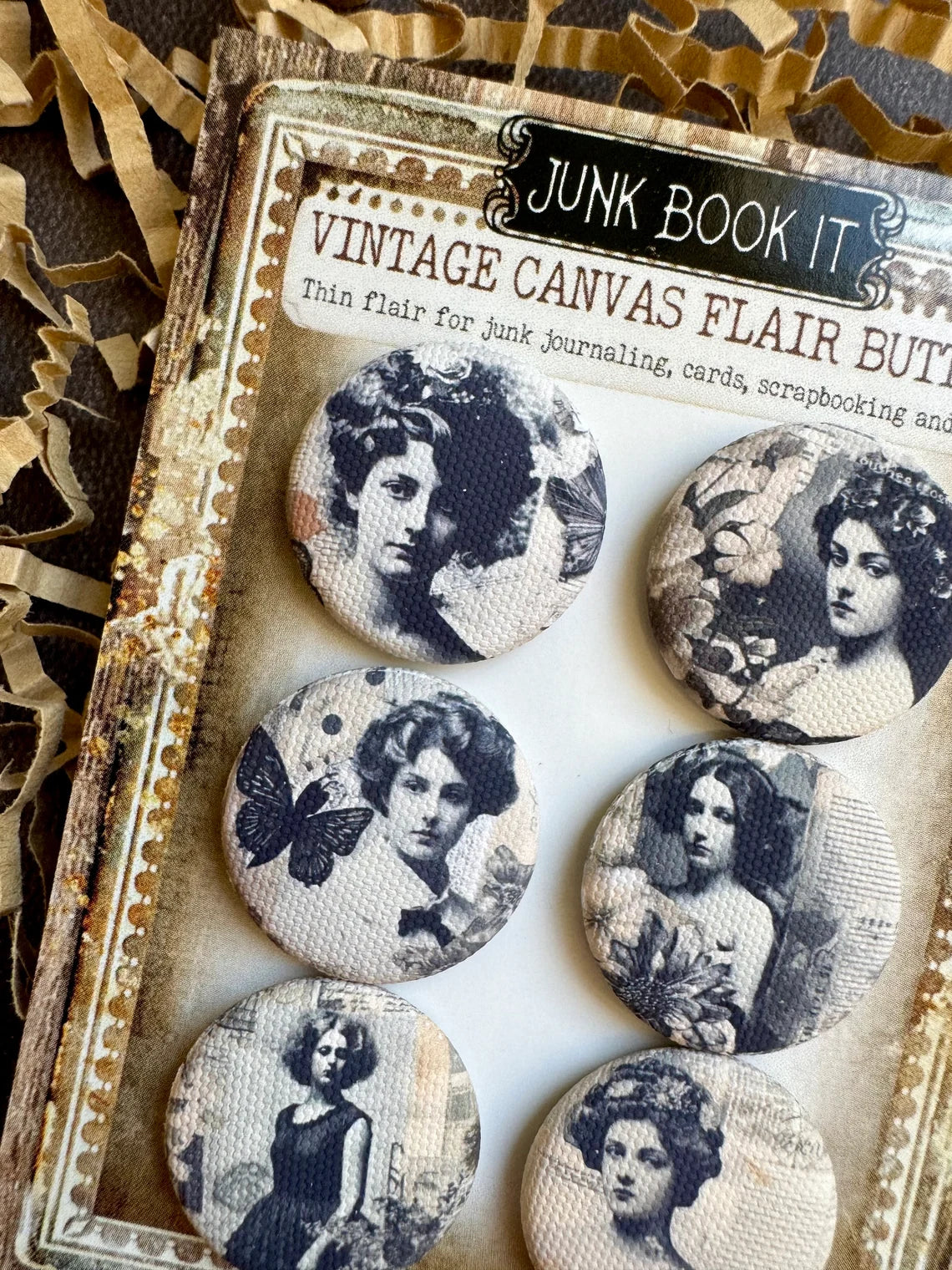 Vintage Lady Canvas Flair Buttons