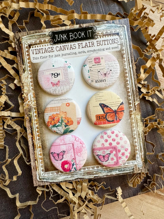 Vintage Bright Garden Canvas Flair Buttons