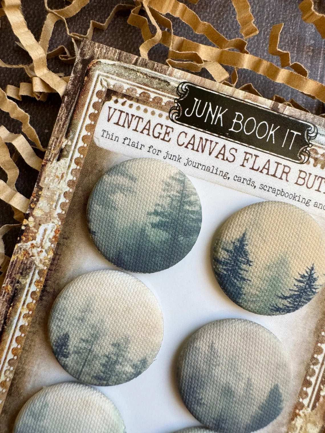 Vintage Forest Trees Canvas Flair Buttons