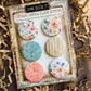 Vintage Peachy Florals Canvas Flair Buttons