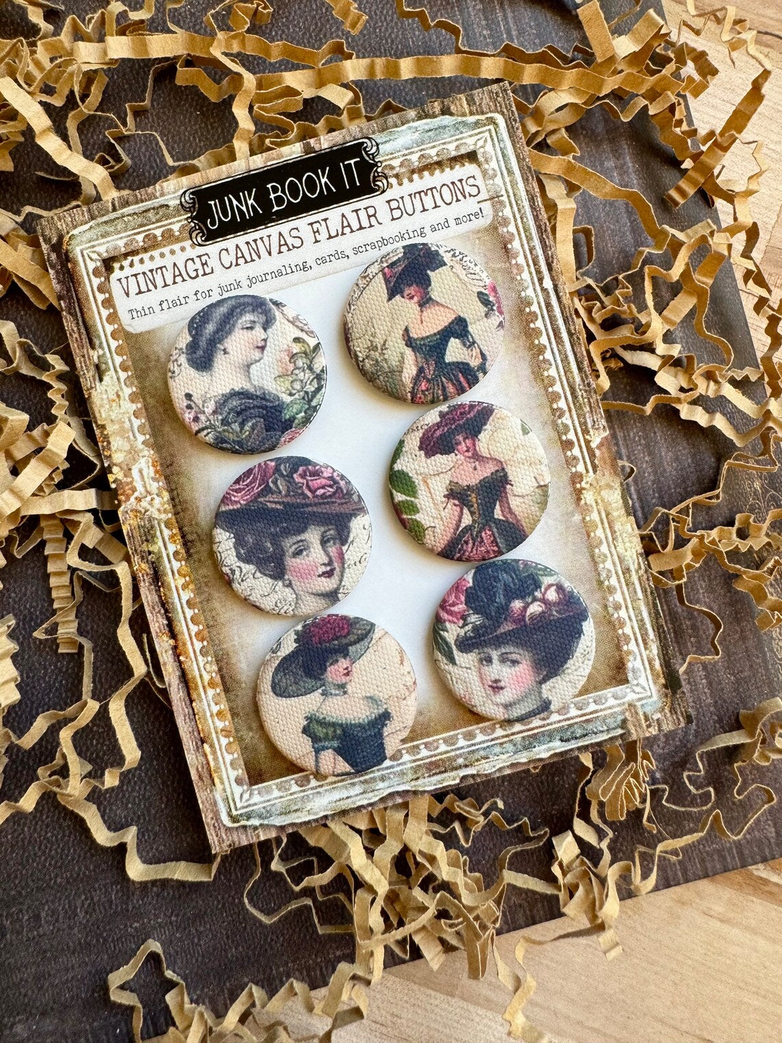 Vintage Victorian Lady Canvas Flair Buttons