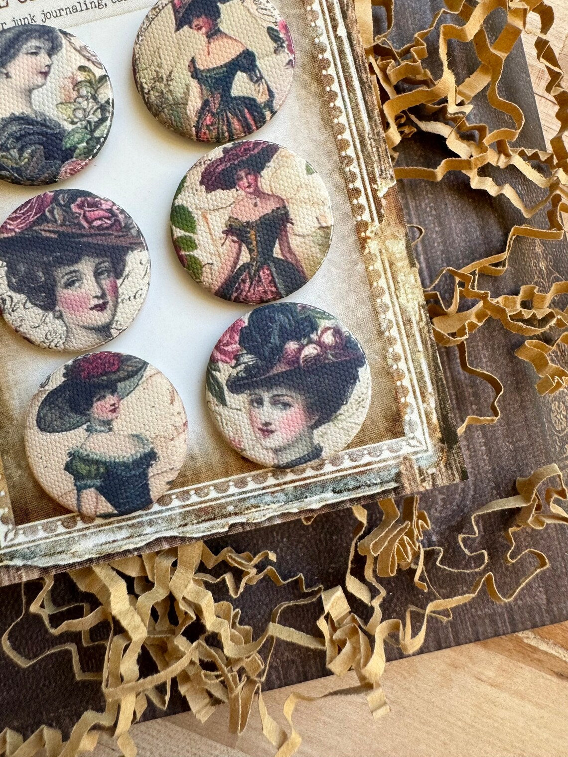 Vintage Victorian Lady Canvas Flair Buttons