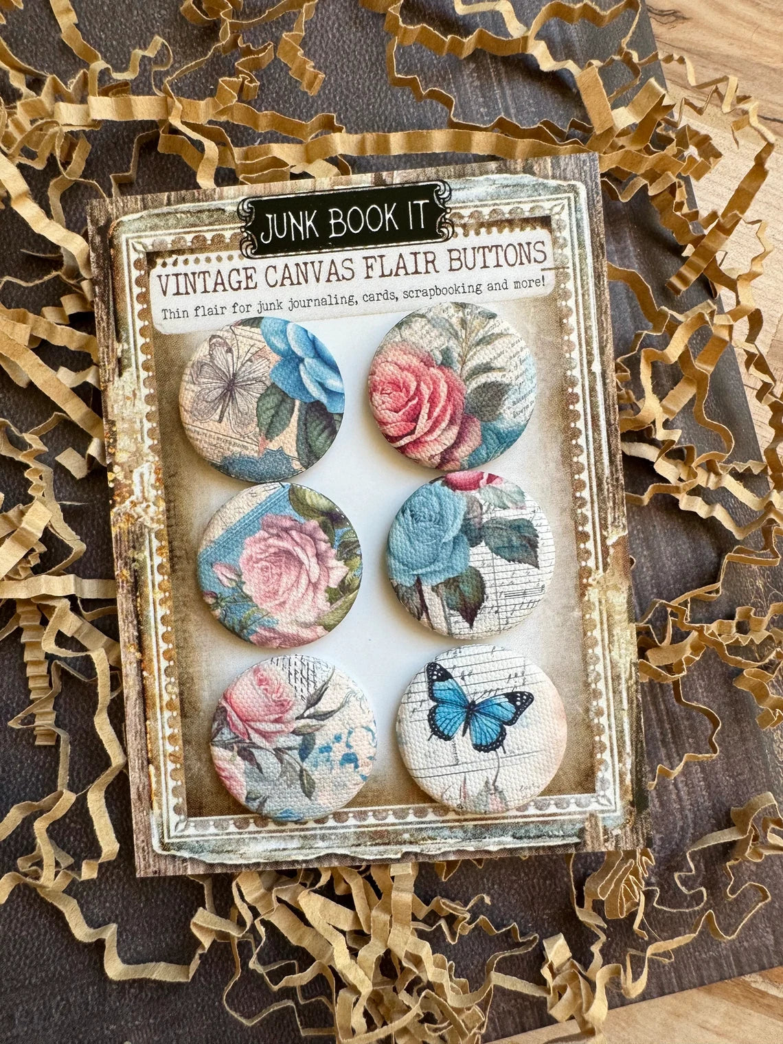 Vintage Shabby Rose Garden Canvas Flair Buttons