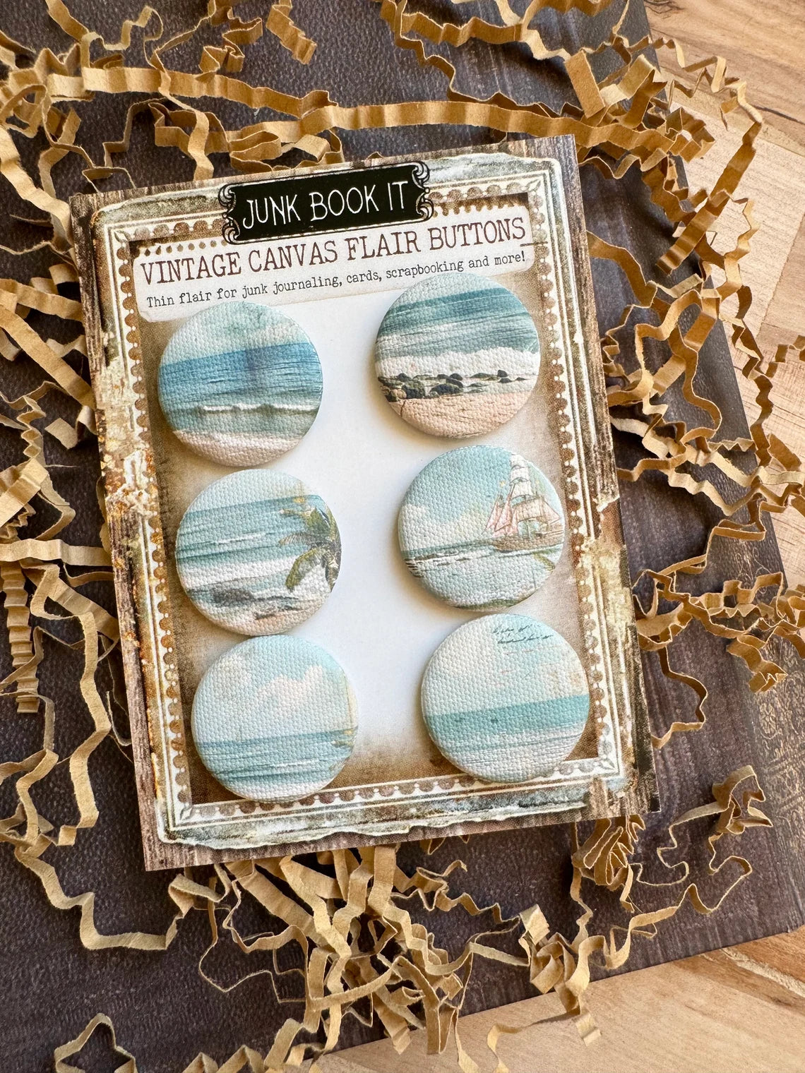 Vintage Beach Canvas Flair Buttons