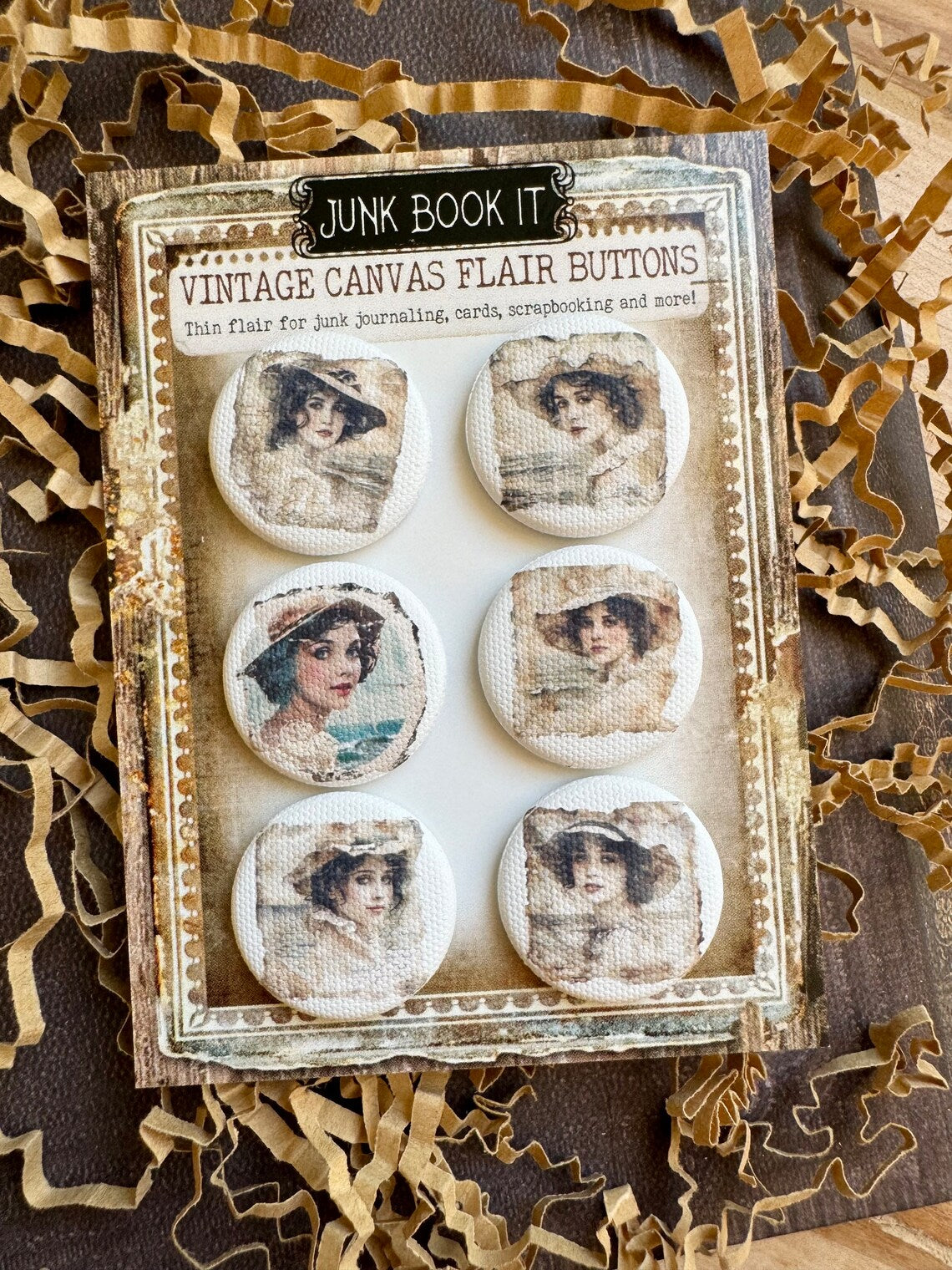 Vintage Beach Lady Canvas Flair Buttons