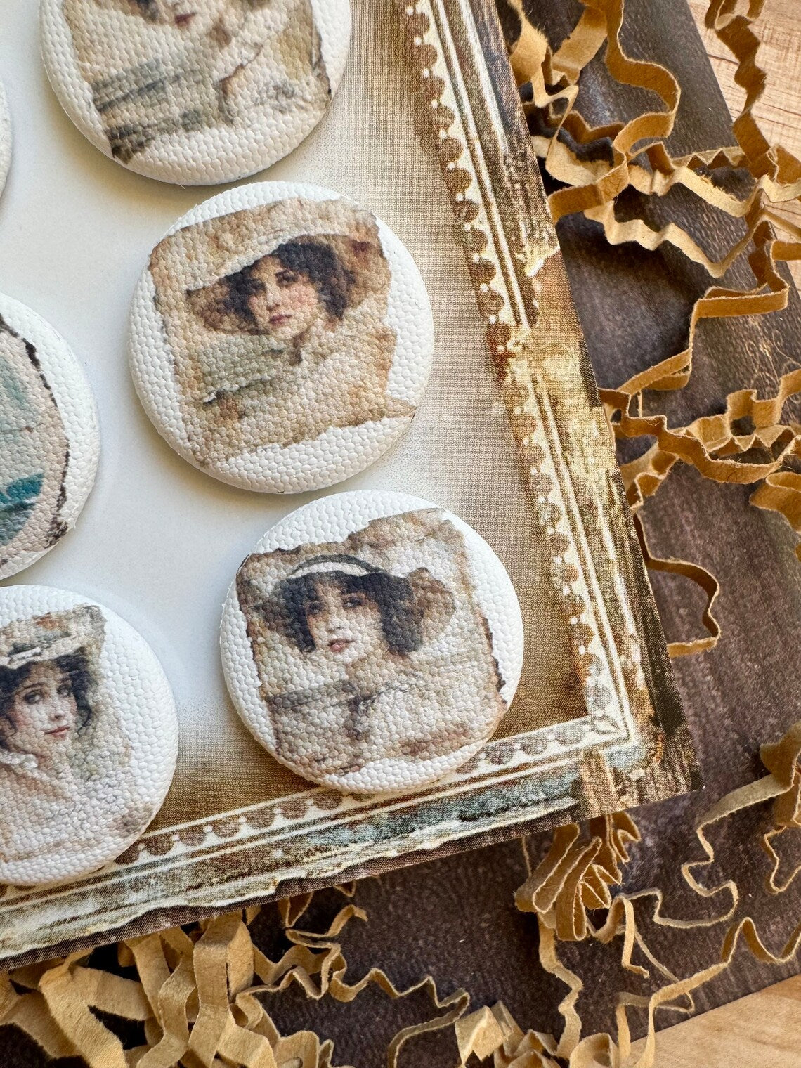 Vintage Beach Lady Canvas Flair Buttons