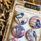 Vintage Pink And Blue Birds Canvas Flair Buttons