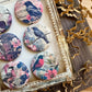 Vintage Pink And Blue Birds Canvas Flair Buttons