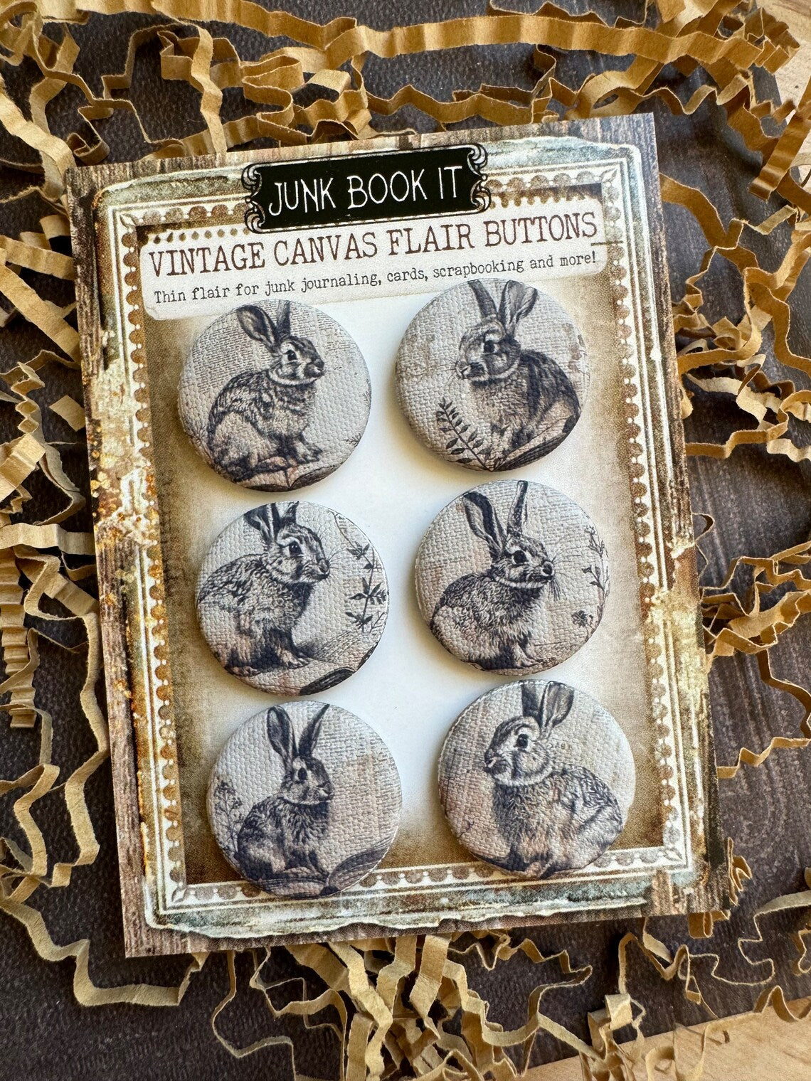 Vintage Bunny Canvas Flair Buttons