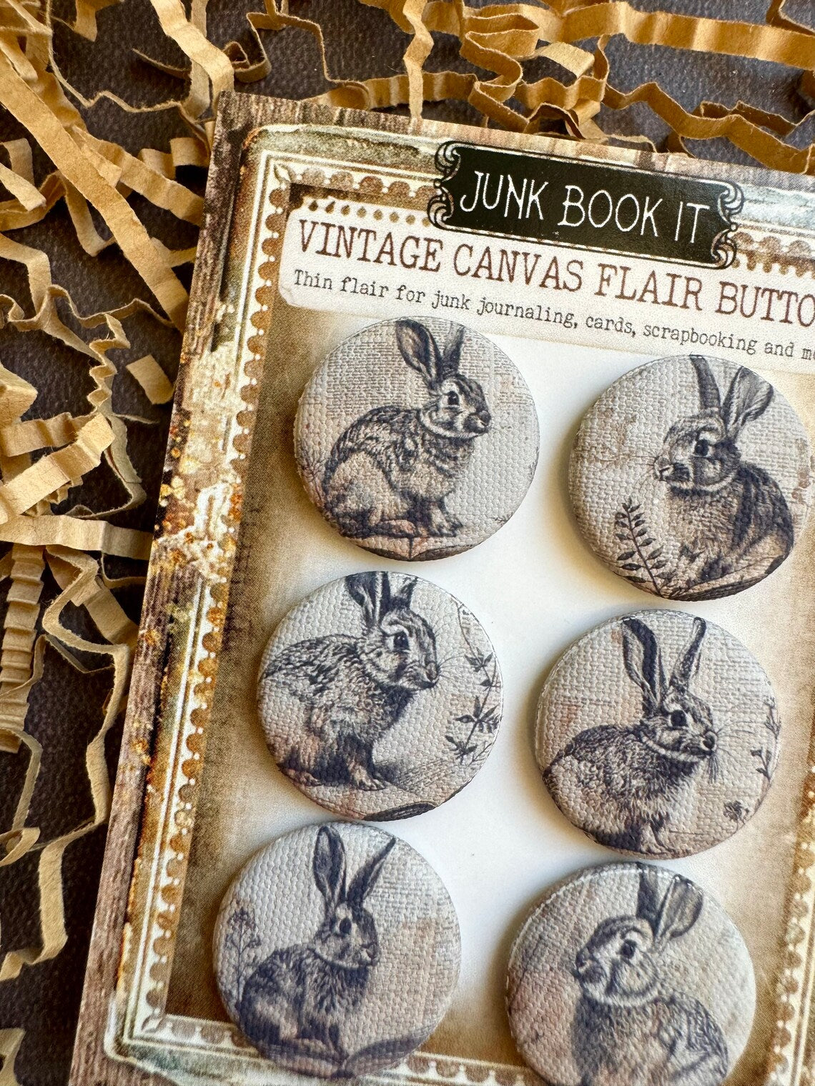 Vintage Bunny Canvas Flair Buttons