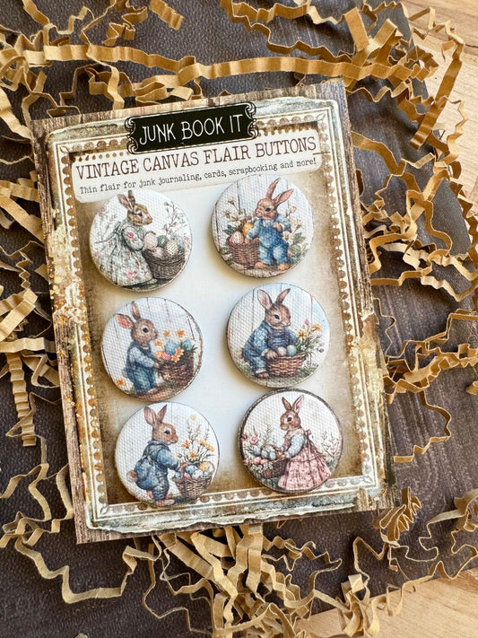 Vintage Easter Bunny Canvas Flair Buttons