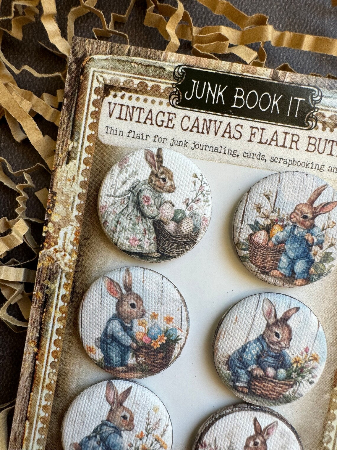 Vintage Easter Bunny Canvas Flair Buttons