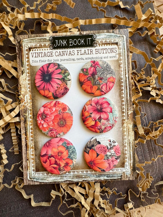 Vintage Bright Summer Canvas Flair Buttons
