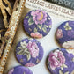 Vintage Purple Shabby Florals Canvas Flair Buttons